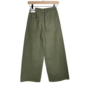 NWT ZARA Wide Leg Cropped Jean Pants Sz 0 Army Olive Green High Rise thumbnail 3