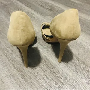 Zara Basic Open Toe Neutral Suede Stiletto Heels Size 40/ 9.5 thumbnail 4