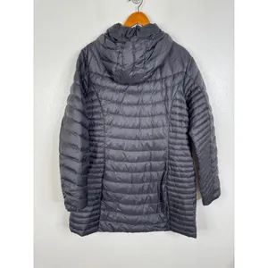 Eddie Bauer Womens XL Black Down Puffer Parka Hooded Quilted Jacket Coat thumbnail 2