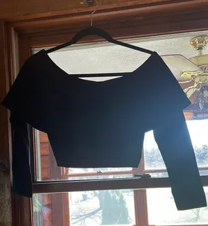 Forever 21 Off-The-Shoulder Long Sleeve Crop Top thumbnail 1