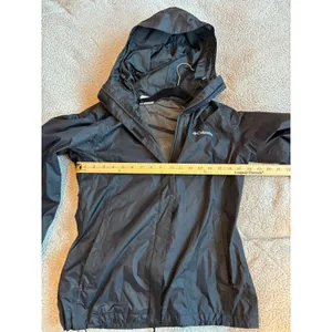 Columbia Omni-Tech Waterproof Rain Jacket Black Hooded Shell RL2436 Womens M thumbnail 3