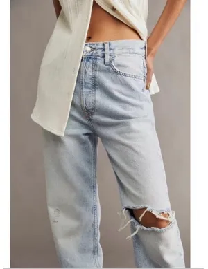 Free People We The Free Lasso Straight Leg Jeans Light Wash Size 28 thumbnail 3