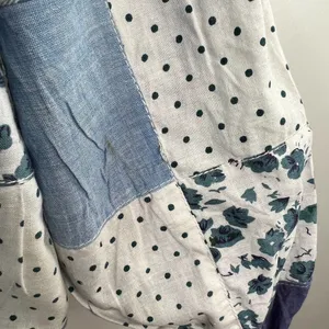 Patchwork Bomber Jacket by Tangibles Blue Cotton Florals Gingham Size M thumbnail 9