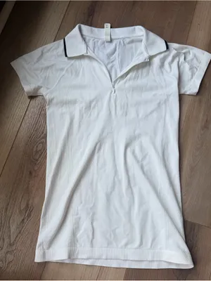 Athleta White Form Fitting Short Sleeve Half Zip Athletic Polo XS thumbnail 2