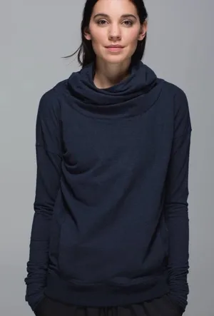 Lululemon Stress Less Hoodie Heathered Naval Blue Size 12 thumbnail 1