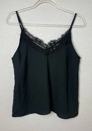 Bnwt! Nasty Gal Black Lace-Trim Cami Tank Top Size L thumbnail 1