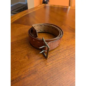 Casual Brown Perforation Casual 1.75" Wide Leather Belt Waist Xl thumbnail 4