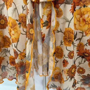 Floral Print V Neck Long Sleeve Bow Tie Front Sheer Blouse Top thumbnail 5