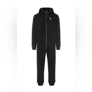 Onepiece Black Hooded Jumpsuit with Logo Patch‎ Size XS EUC thumbnail 4