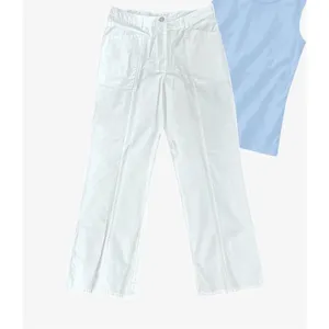 L.L. Bean Women's Mid-Rise‎ Wide-Leg Ankle White Utility Pants Casual Modern thumbnail 2