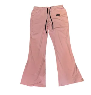Y2K baddie baby pink bandeau crop top flare pants set thumbnail 6