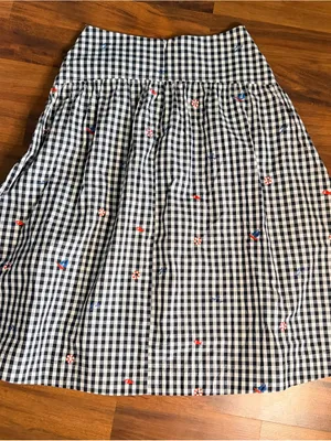 Free Assembly Navy Gingham Embroidered Nautical Midi Skirt Women's Size 10 NWT thumbnail 1