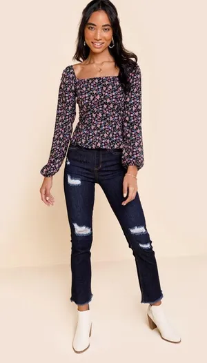 Francesca’s Analise Bustier Peplum Floral Blouse NWT thumbnail 3