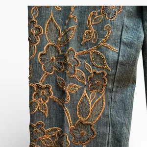 24 Karat Embellished Beaded Embroidered High Waisted Jean Size 6X32 Med Wash thumbnail 3