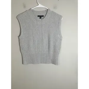 Banana‎ Republic Heather Gray Ribbed Cotton Sweater Vest Crew Neck Gray M FA23 thumbnail 2