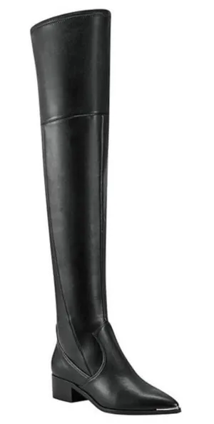 Marc Fisher LTD Black Over The Knee Boots Metal Tip Detail Size 6.5M NEW thumbnail 1