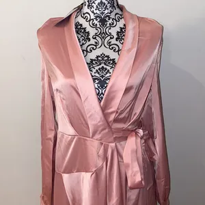 NWT! Nasty Gal Satin Long Sleeve Maxi Wrap Dress Size 6 thumbnail 4