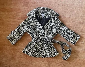 Luii byAnthropologie Black White Swirl Print Belted Short Trench Jacket Small thumbnail 1