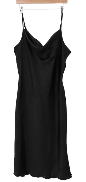 bebe Slip Dress Womens XL Black Cowl Neck Satin Midi Adjustable Straps Excellent thumbnail 1