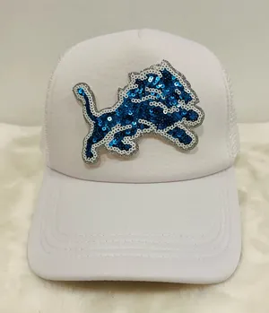 NFL Detroit Lions sequin trucker hat! Glitter bling sparkle baseball hat! thumbnail 1