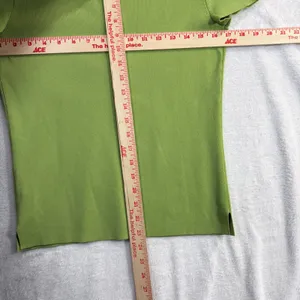 Due Per Due M Knit Polo Top Lime Green Stretch‎ Preppy Spring Sporty Pastel 90s thumbnail 7