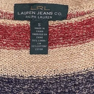 Lauren Ralph Lauren Sweater Womens Small Red Blue‎ Striped Linen Blend Nautical thumbnail 2