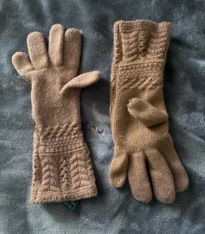 Lauren Ralph Lauren Tan Beige Knit Winter Gloves thumbnail 1