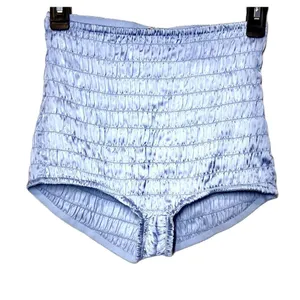 Free People Intimately Smocked Ruched Bloomer Shorts Blue High Waist XS NWOT thumbnail 3