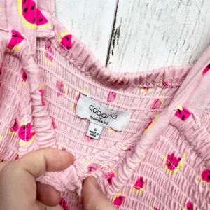 Cabana Crown & Ivy‎ Dress Women Size Small Watermelon Smocked Tie Strap Midi thumbnail 3