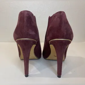 Coach Adrianna Suede Burgundy Peep Toe Heels Ankle‎ Boots Size 5 thumbnail 7