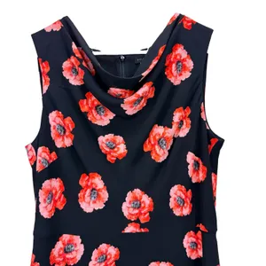 Talbots Coral Poppy Floral Cowl Neck Sleeveless Flare Midi Dress Size 10 thumbnail 5