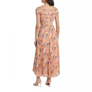 ASTR Leonara Off Shoulder Maxi Dress Peach Multi One Size NWT thumbnail 7