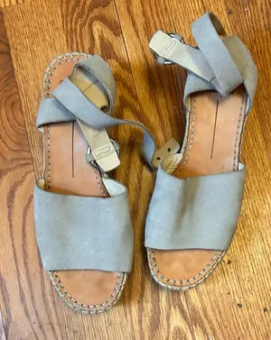 Blue/Grey wedge sandles Blue Size 7.5 thumbnail 1