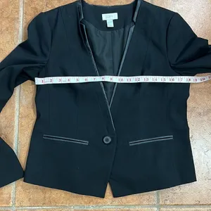 ‎Loft Leather Trimmed Black Blazer Size M thumbnail 8