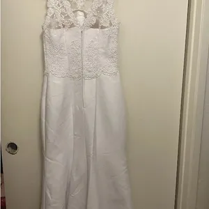 White Wedding Dress S Small Bust 32” Lace Tank Top Beaded Handmade Vintage READ thumbnail 11