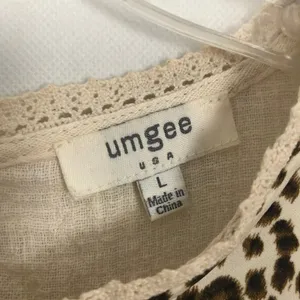 Umgee Womens Top Large Cotton Animal Print Gauzy Ruffle Hem Cottagecore Relaxed thumbnail 2