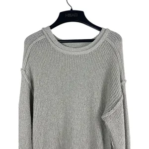 POL Textured Knit Sweater Womens M Gray Lightweight Drop Shoulder Exposed Hem thumbnail 4
