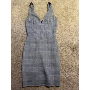 Lucid Pink Grey Glen Plaid Corset Bodice V-Neck Sleeveless Mini Dress Bodycon‎ thumbnail 2