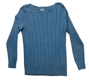 LL Bean Womens Blue Cotton Cable Knit Sweater Size Medium Fisherman‎ thumbnail 1