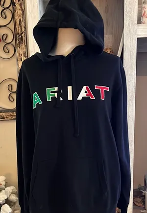Ariat Black Hoodie with Tricolor Logo size Large western wear rodeo thumbnail 1