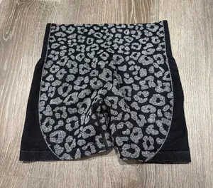 NWOT Halara Black Leopard Print High-Waisted Biker Shorts thumbnail 1