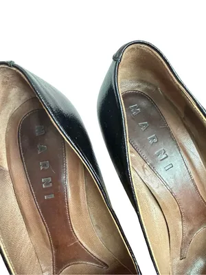 Marni Black Brown Two Tone Leather Closed Toe Platform Heels Pumps Size 8 Womens thumbnail 10