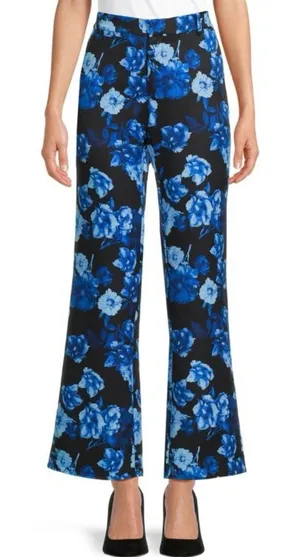 Area stars New Floral Print Work Pants Trousers Hannah Black Blue Size XL thumbnail 1