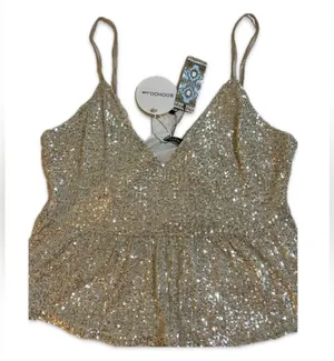 Boohoo Sequin Tank Top Peplum Camisole Size 18 thumbnail 4