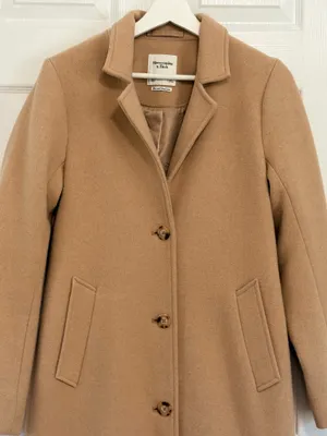 Abercrombie The A&F Dad Coat Camel Wool Blend Long Overcoat Quiet Luxury Size S thumbnail 6