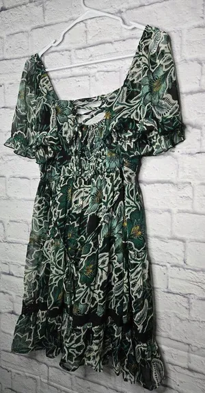 NWT Band Of The Free Maisie floral boho mini dress green medium. thumbnail 7