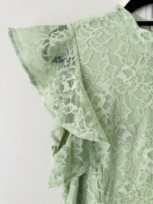 Maeve Mock-Neck Ruffle Sleeve Lace Mini Dress, Size XS thumbnail 6