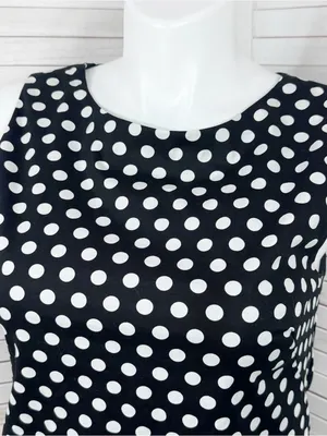 Betsey Johnson Polka Dot Ruffle Hem Sleeveless Sheath Dress Black White 14 thumbnail 5