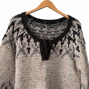 Free People Womens Love‎ Bug Nordic Fair Isle Lace Up Sweater Size L Lodgecore thumbnail 5