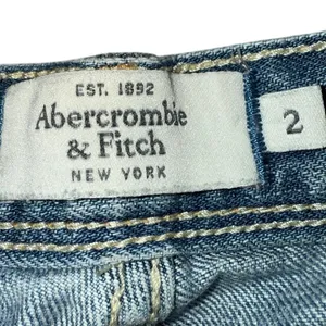 Abercrombie Fitch Jeans women’s sz 2 Blue Button‎ Fly Preppy Thrashed Distressed thumbnail 2